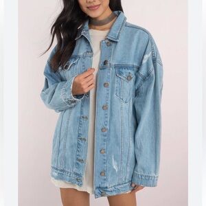 TOBI WOMENS OVERSIZED DISTRESSED DENIM JACKET MEDIUM